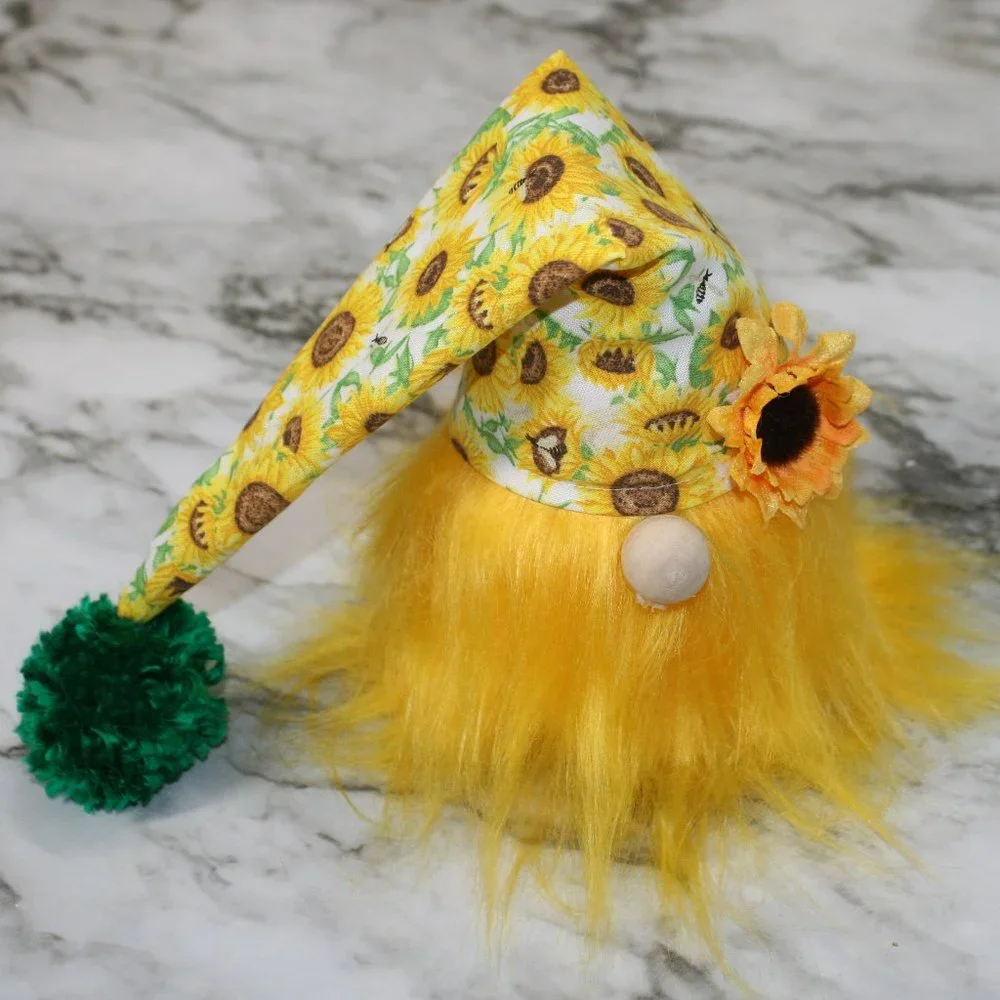 HAND CRAFTED Gnome Sunflower Summer Fall Floral Air Freshener Cover Decor Yellow